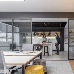 Internal of people talking in an office