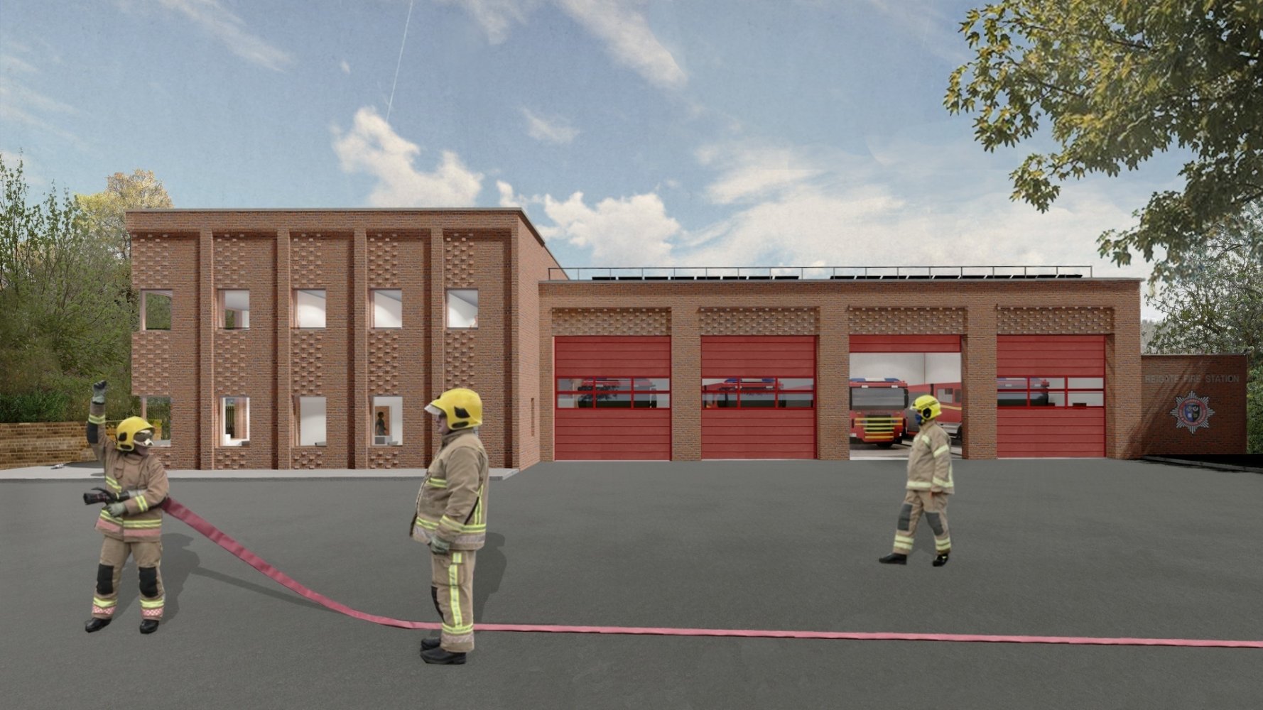 CGI of the outside building of the fire station