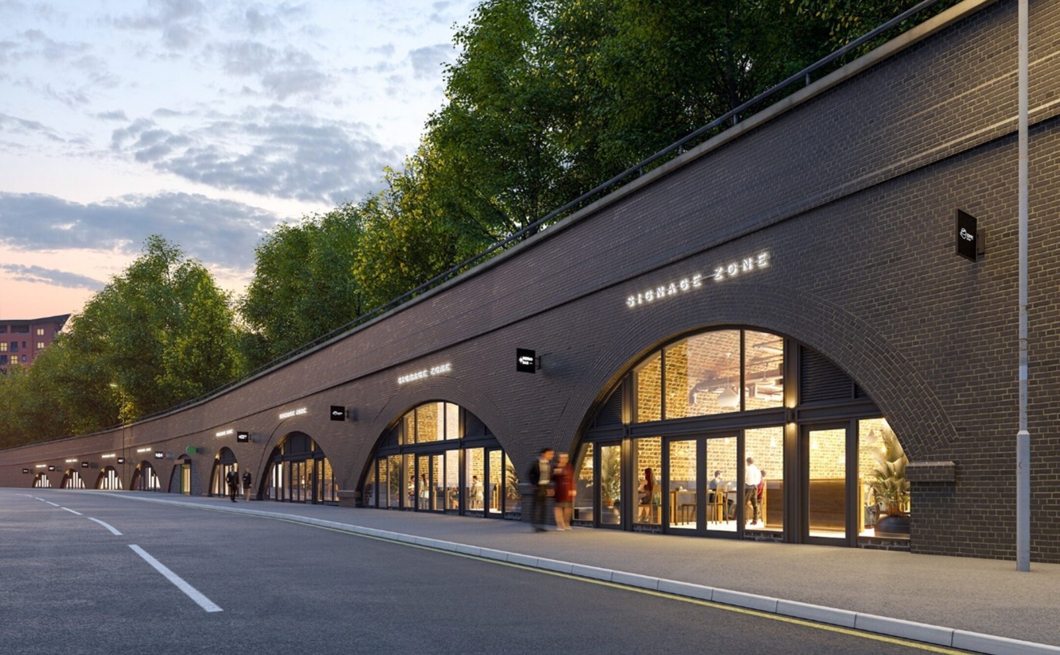 Visual of railway arches which have been turned into office and retail space