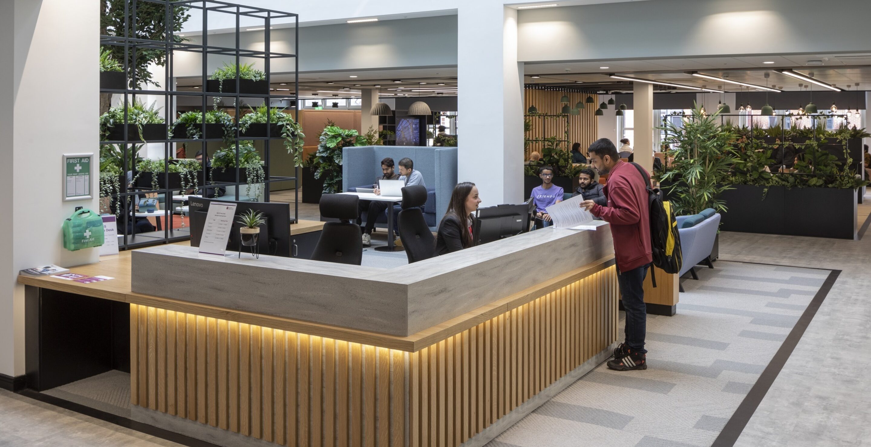 Reception desk at Nottingham Trent University Post Graduate centre