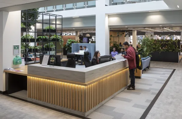 Reception desk at Nottingham Trent University Post Graduate centre
