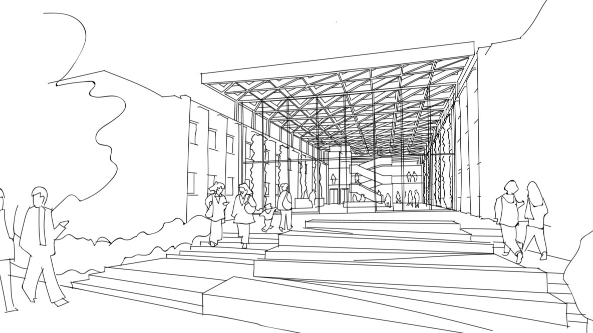Sketch of entrance of a building