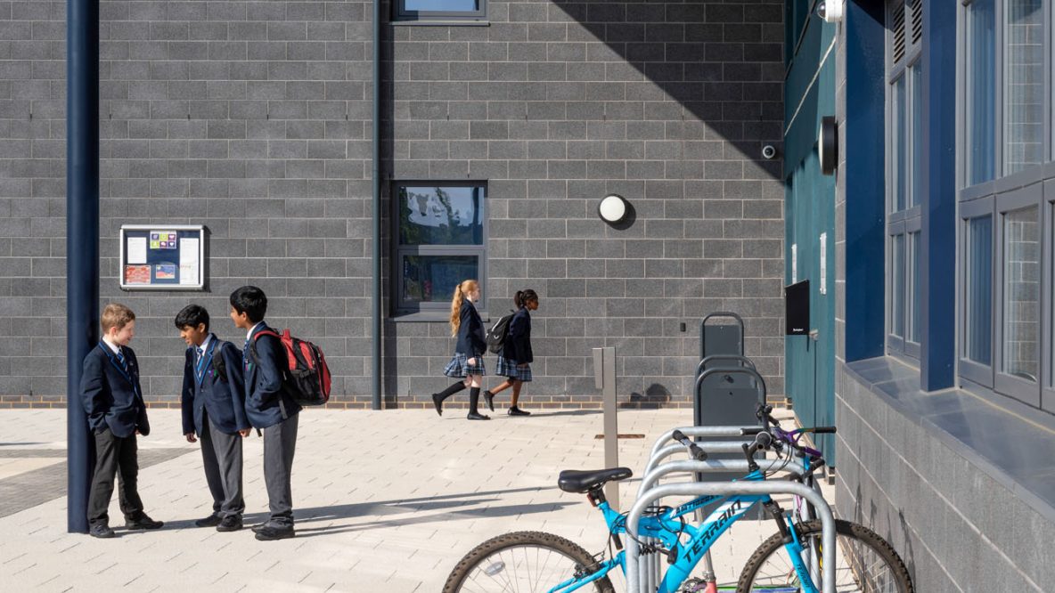 Children stood outside a school