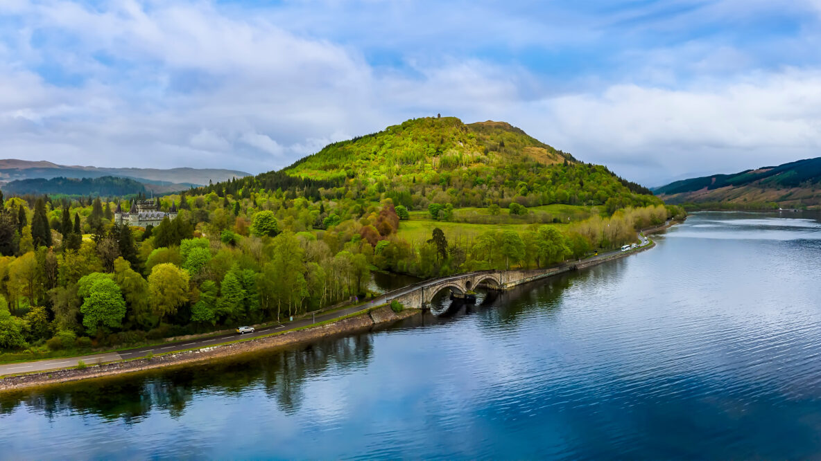 Aerial of Scottish landscape