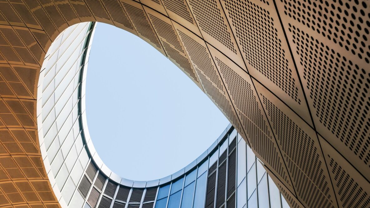 Building with curved roof