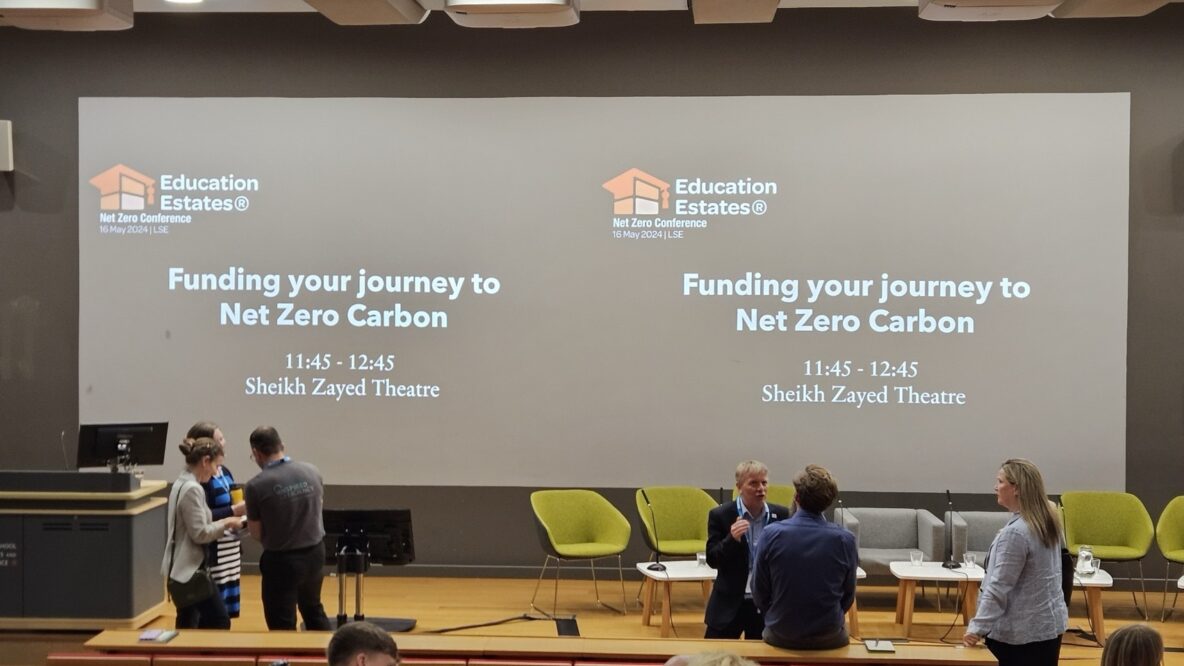 Image of a presentation at the Education Estates Net Zero conference