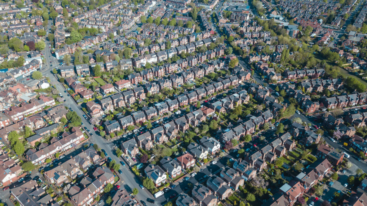 Aerial shot of housing