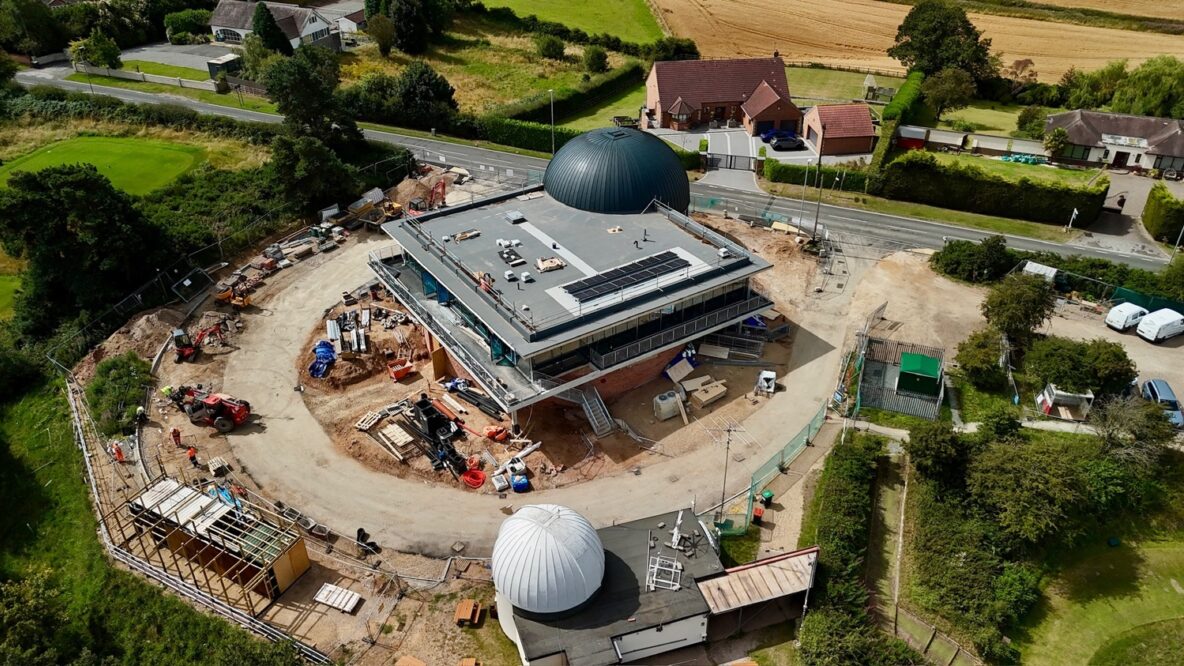 Aerial photo of Sherwood Observatory nearing completion