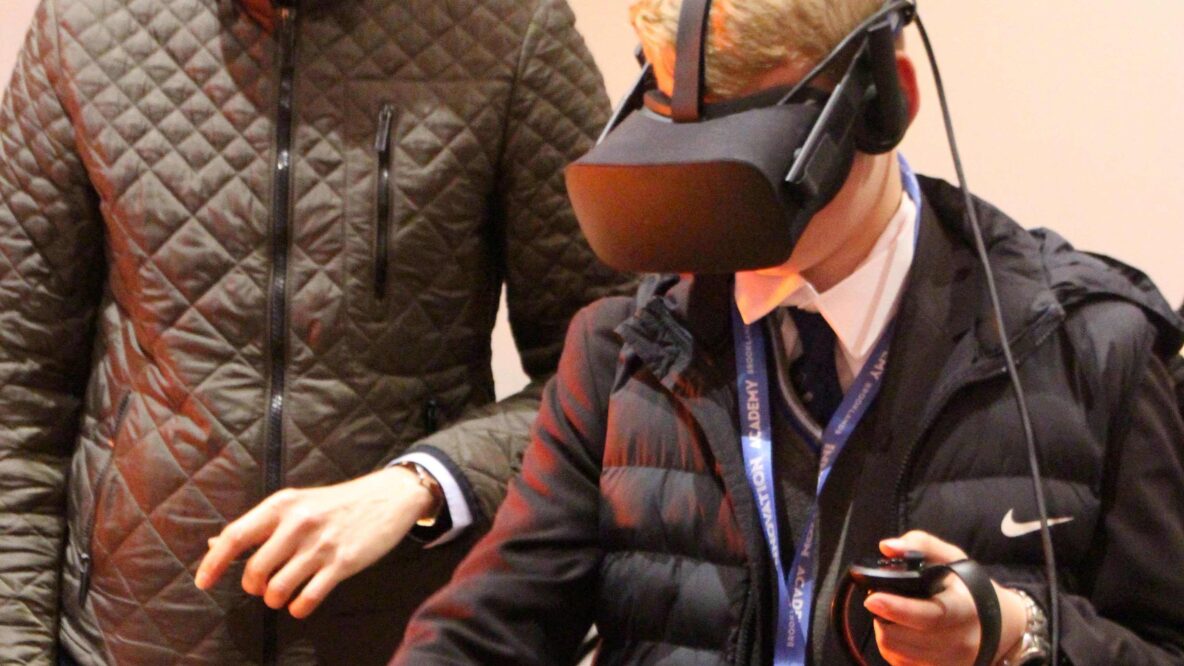 VR headset in use