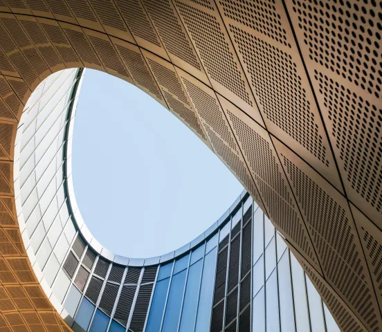 Building with curved roof