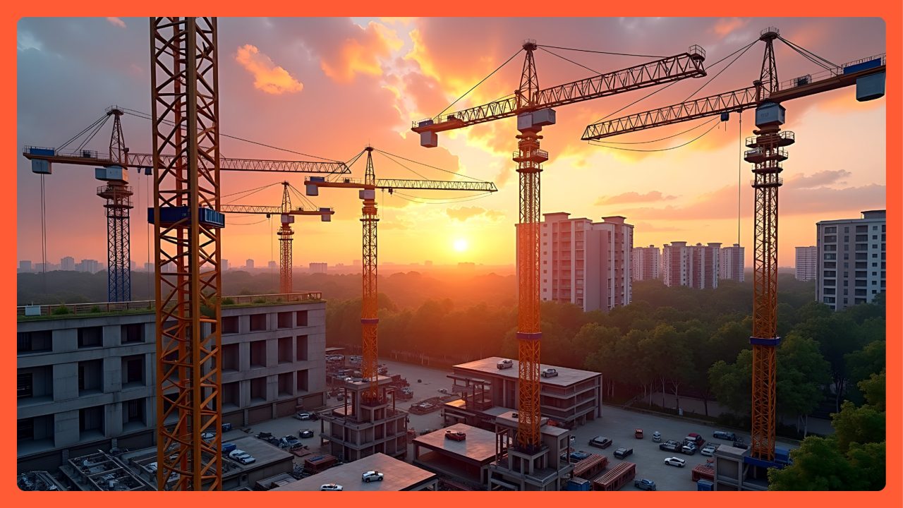 Cranes above the skyline