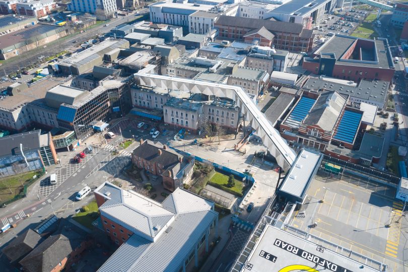 Aerial shot of Manchester Royal Infirmary