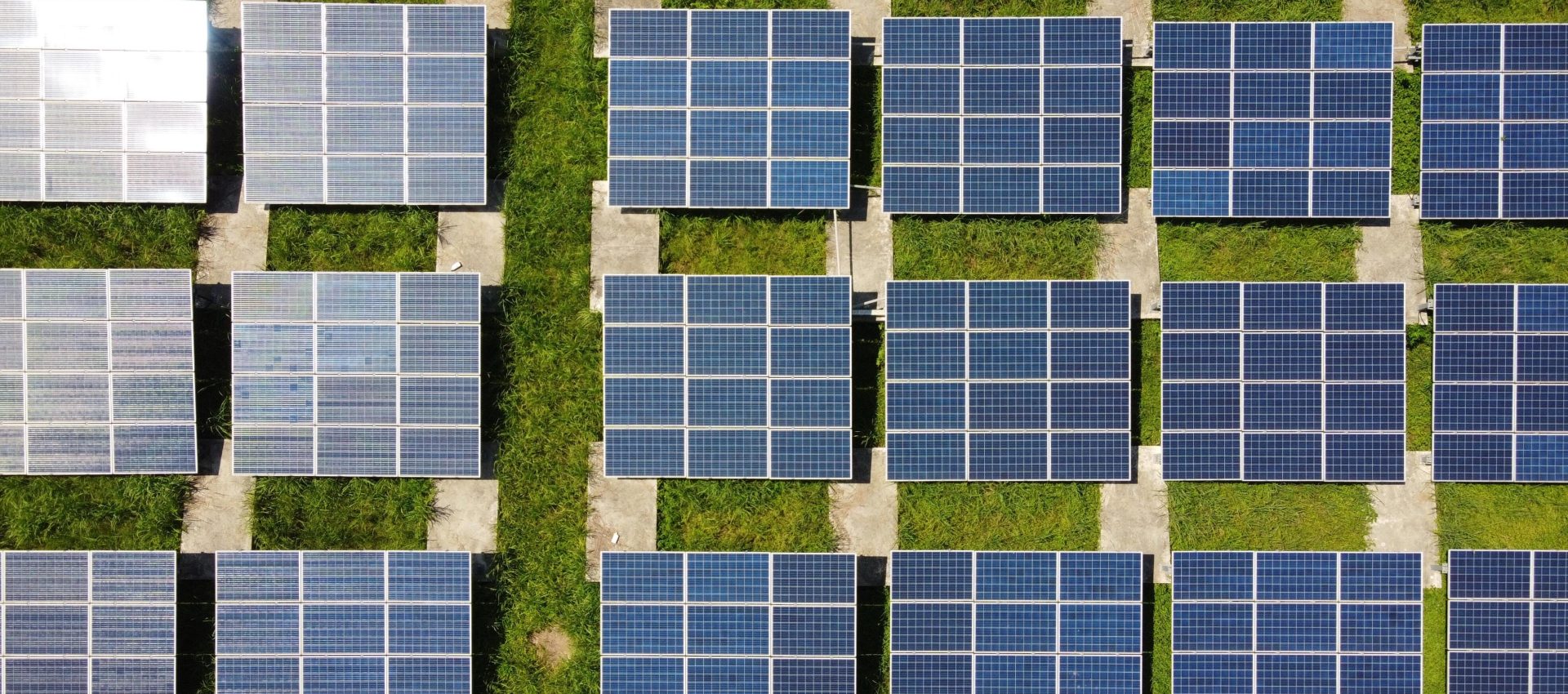 Aerial shot of solar panels