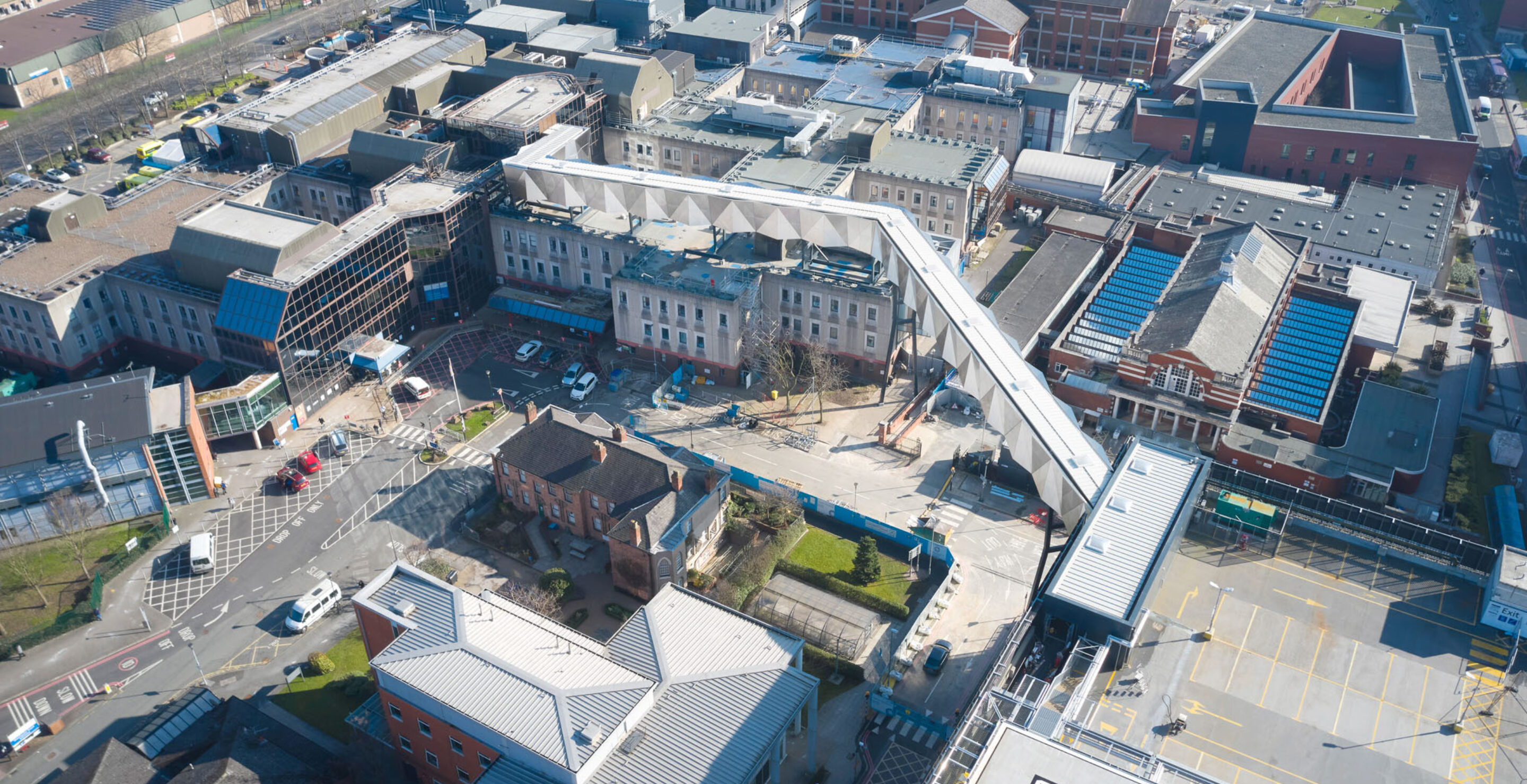 Aerial shot of Manchester Royal Infirmary