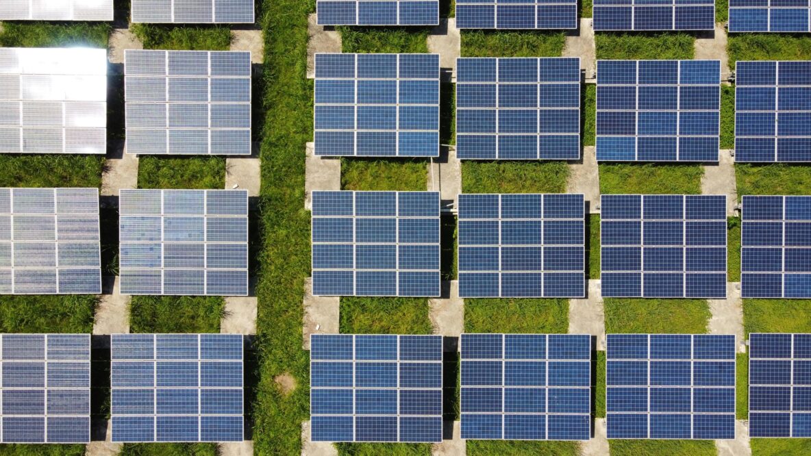 Aerial shot of solar panels