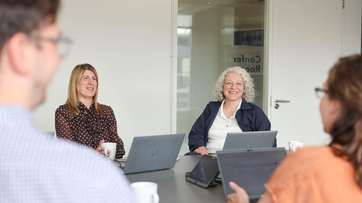 Team having a meeting in a modern meeting room