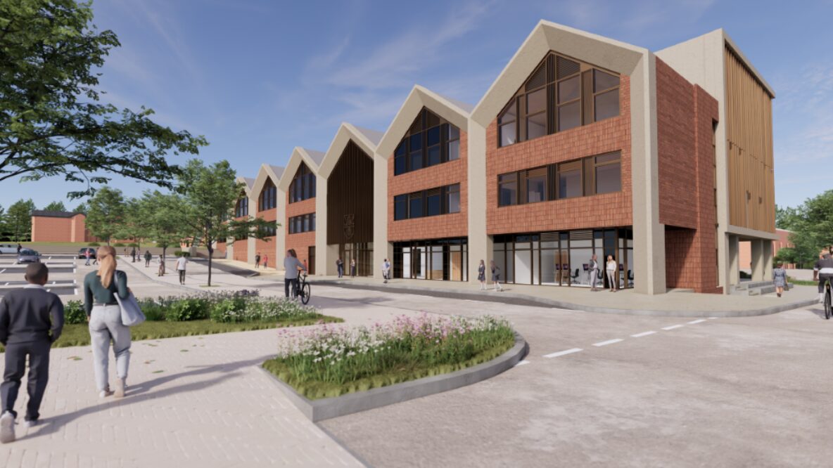 Pick Everard CGI of Wellingborough School South Western Perspective
