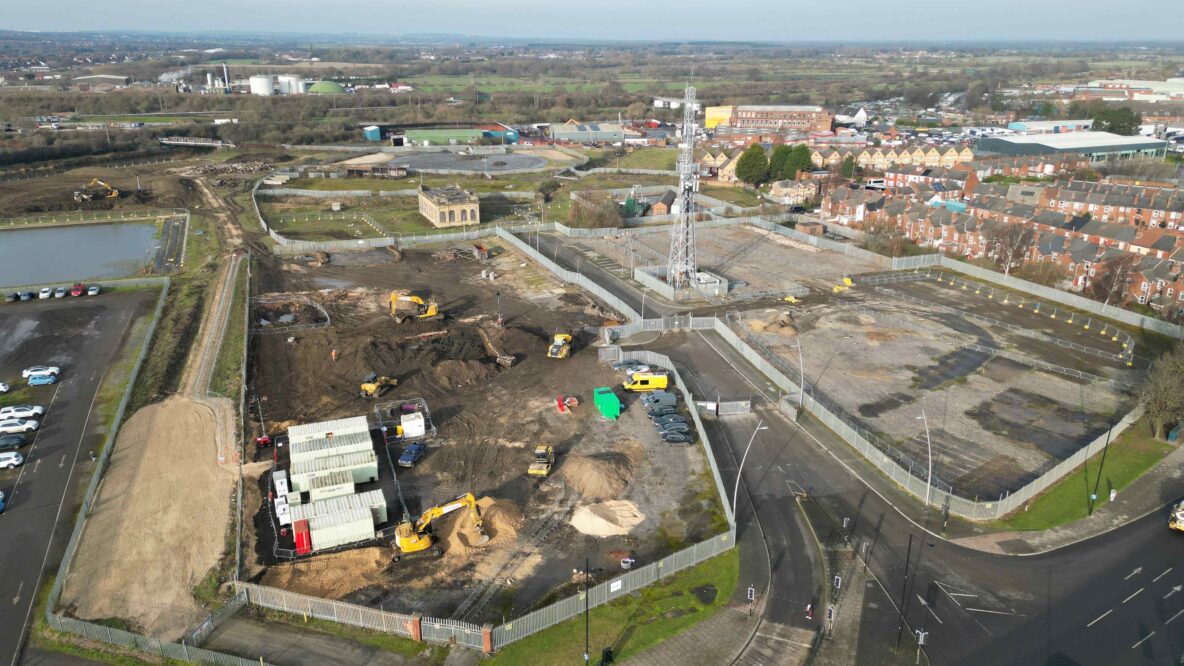 Birdseye view of Doncaster Waterfront under construction