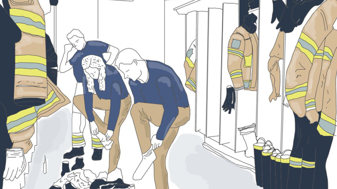 Fire fighters getting ready for a call